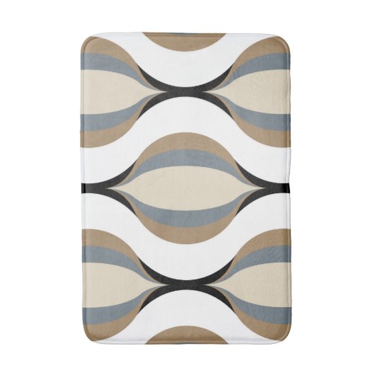 Taupe Beige Tan Grijs Wit Zwart Ogee Waves Badmat (Voorkant Verticaal)