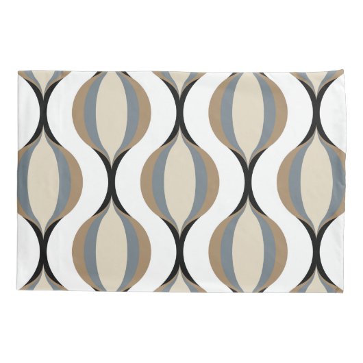 Taupe Beige Tan Grijs Wit Zwart Ogee Waves Kussensloop (Achterkant-Links)