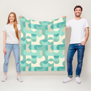 Taupe Beige Teal Blauwe Mintgroene Cirkels Patroon Fleece Deken