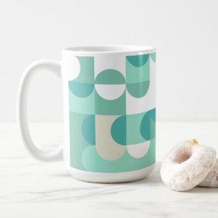 Taupe Beige Teal Blauwe Mintgroene Cirkels Patroon Koffiemok