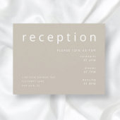 Taupe Beige Typografie Elegant Wedding Reception Informatiekaartje