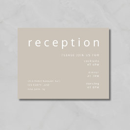 Taupe Beige Typografie Elegant Wedding Reception Informatiekaartje
