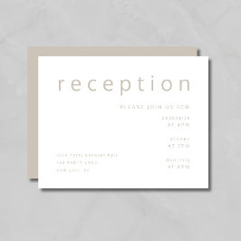 Taupe Beige Typografie Elegante Trouwreceptie Informatiekaartje