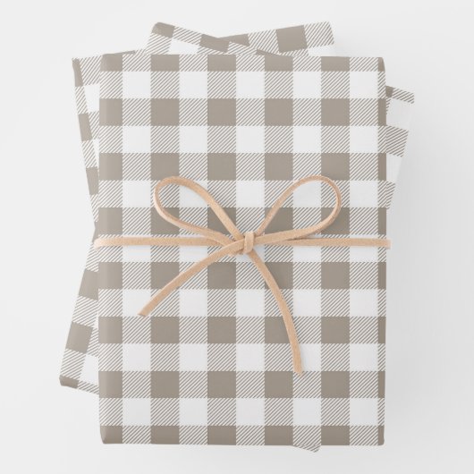Taupe Beige White Pset Pattern Inpakpapier Vel (In situ)