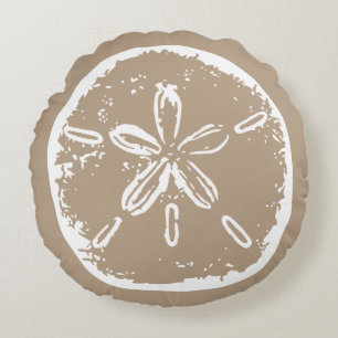 Taupe beige white sanddollar seashell gooit kussen
