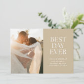 Taupe Best Day Ever Wedding Announding Aankondiging (Staand voorkant)