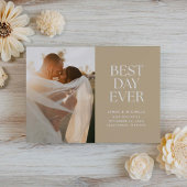 Taupe Best Day Ever Wedding Announding Aankondiging