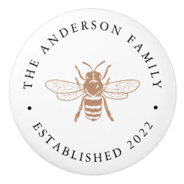 Taupe |  bijenillustratie Gepersonaliseerd Keramische Knop