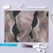 Taupe & Black Agate met Silver Glitter Geode Tissuepapier (Craft)