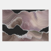 Taupe & Black Agate met Zilver Glitter Inpakpapier Vel (Voorkant 3)