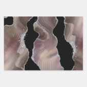 Taupe & Black Agate met Zilver Glitter Inpakpapier Vel (Voorkant 2)
