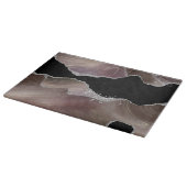Taupe & Black Agate Silver Glitter Landscape Snijplank (Hoek)