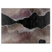 Taupe & Black Agate Silver Glitter Landscape Snijplank (Voorkant)