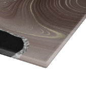 Taupe & Black Agate Silver Glitter Landscape Snijplank (Hoek)
