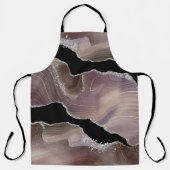 Taupe & Black Agate Zilver Glitter Flatterende Apr Schort (Voorkant)