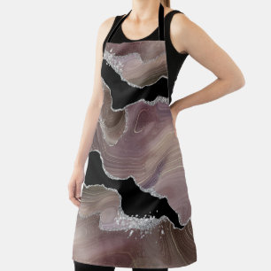 Taupe & Black Agate Zilver Glitter Flatterende Apr Schort