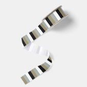 Taupe Black Grey Bold Stripe Grosgrain Ribbon Lint (Achterkant)