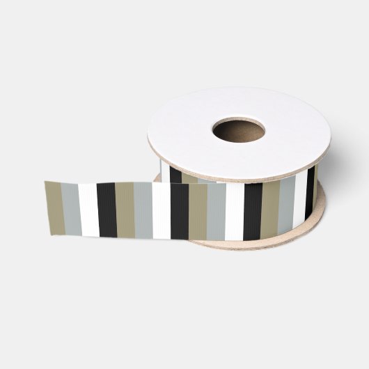 Taupe Black Grey Bold Stripe Grosgrain Ribbon Lint (Spoel)
