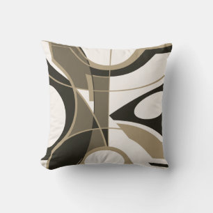 Taupe Black Tan on Off-White Modern Art Abstract Kussen