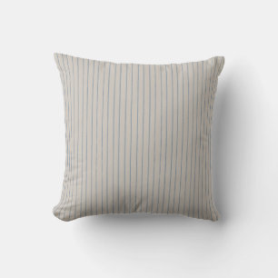 Taupe Blauw Grijs Streep Minimalistisch Patroon Kussen