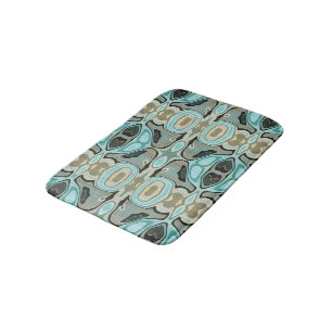 Taupe Blauwgroen Aqua Turquoise Bali Batik Pattern Badmat
