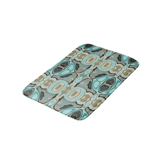 Taupe Blauwgroen Aqua Turquoise Bali Batik Pattern Badmat (Gekanteld)