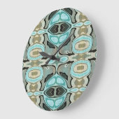 Taupe Blauwgroen Aqua Turquoise Hip Bohemian Bali Grote Klok (Hoek)