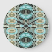 Taupe Blauwgroen Aqua Turquoise Hip Bohemian Bali Grote Klok (Voorkant)