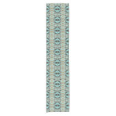 Taupe Blauwgroen Aqua Turquoise Hip Bohemian Bali  Korte Tafelloper (Voorkant)