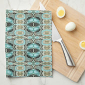 Taupe Blauwgroen Aqua Turquoise Hip Bohemian Bali Theedoek (Quarter Fold)