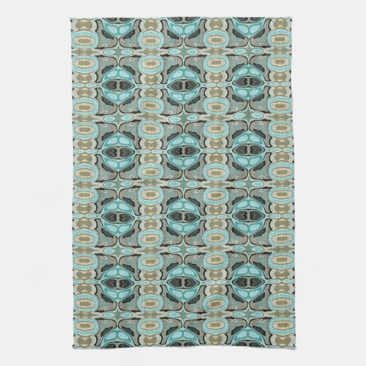 Taupe Blauwgroen Aqua Turquoise Hip Bohemian Bali Theedoek (Verticaal)