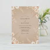 Taupe Bloem Bruiloft Kaart (Staand voorkant)