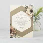 Taupe Bloemrijke Romantische Trouwdag Kaart (Staand voorkant)