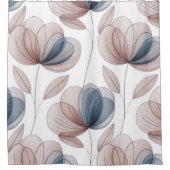 Taupe Blue Petals Douchegordijn (Voorkant)