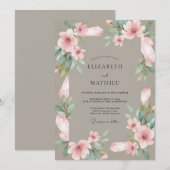 Taupe Blush Bloem Bruiloft Kaart (Voorkant / Achterkant)