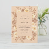 Taupe Blush Champagne Blad Bruiloft Kaart (Staand voorkant)