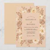 Taupe Blush Champagne Blad Bruiloft Kaart (Voorkant / Achterkant)
