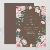 Taupe Blush Loofwerk Eucalyptus Bruiloft Kaart (Voorkant / Achterkant)