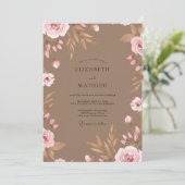 Taupe Blush Petal Bruiloft Kaart (Staand voorkant)