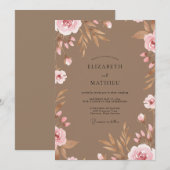 Taupe Blush Petal Bruiloft Kaart (Voorkant / Achterkant)