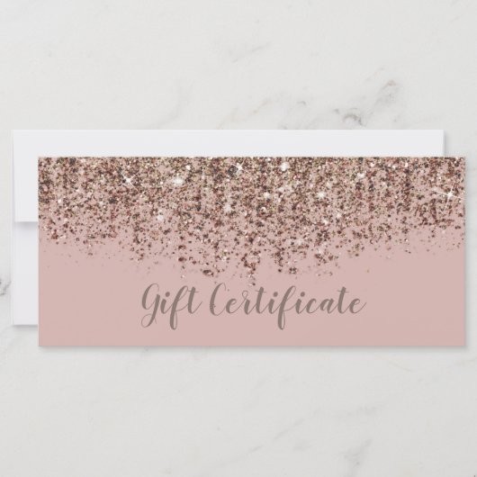 Taupe Blush Pink Bronze Glitter Cadeaubon (Voorkant)