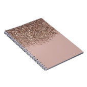 Taupe Blush Pink Bronze Roos Gold Glitter Glam Notitieboek (Rechterzijde)