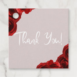 Taupe Blush Red Waterverf Rozen Moderne bruiloft Bedankjes Labels