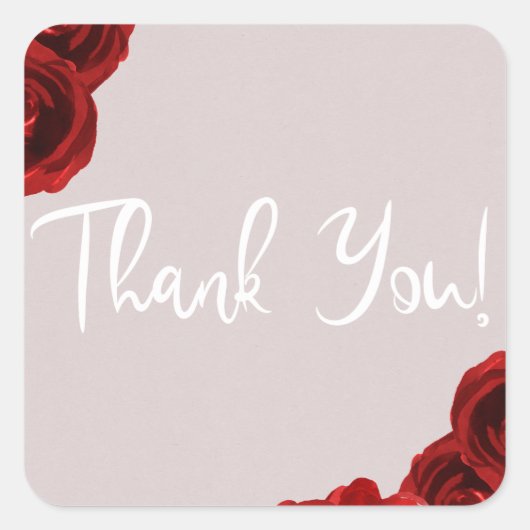 Taupe Blush Red Waterverf Rozen Moderne bruiloft Vierkante Sticker (Voorkant)