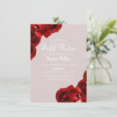 Taupe Blush Rode Aquarel Rozen Bruidsdouche Kaart (Staand voorkant)