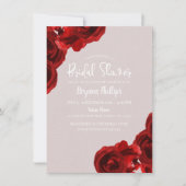 Taupe Blush Rode Aquarel Rozen Bruidsdouche Kaart (Voorkant)