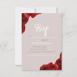 Taupe Blush Rode Watercolor Rozen Moderne Trouw RSVP Kaartje