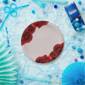 Taupe Blush Rode Watercolorrozen Moderne Trouw Papieren Bordje (Feest)