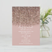 Taupe Blush Rose Goud Glitter Bruiloft Feest Kaart (Staand voorkant)