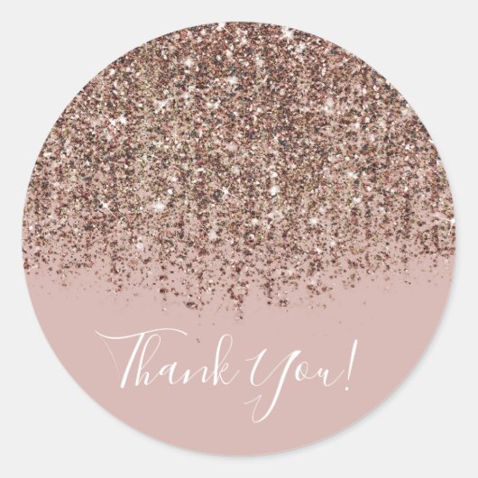 Taupe Blush Roze Brons Roos Goud Glitter Party Ronde Sticker (Voorkant)